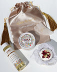 Jasmine Rose Silk Bath Bomb, Gua Sha and Body Oil Set - Koka Beauty