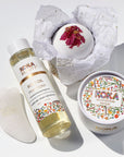 Pink Peony Silk Bath Bomb, Gua Sha and Body Oil Set - Koka Beauty