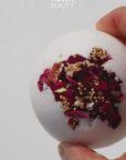 Rose Bathing Set | Luxury Gift Set With Rose Body Oil, Rose Silk Bath Bomb & White Jade Gua Sha.