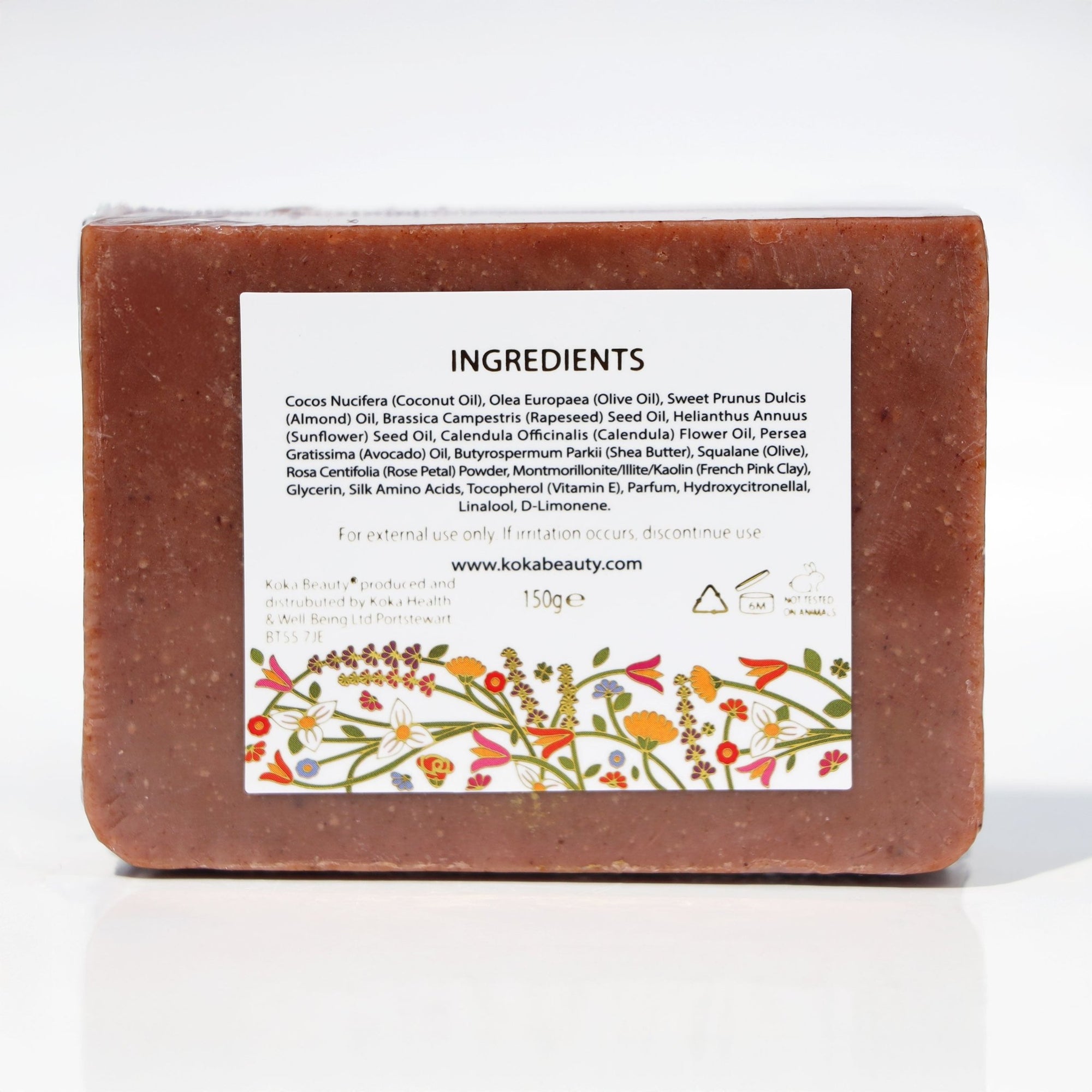 Rose Soap Made With Crushed Rose Petals, French Pink Clay & Silk - Koka Beauty