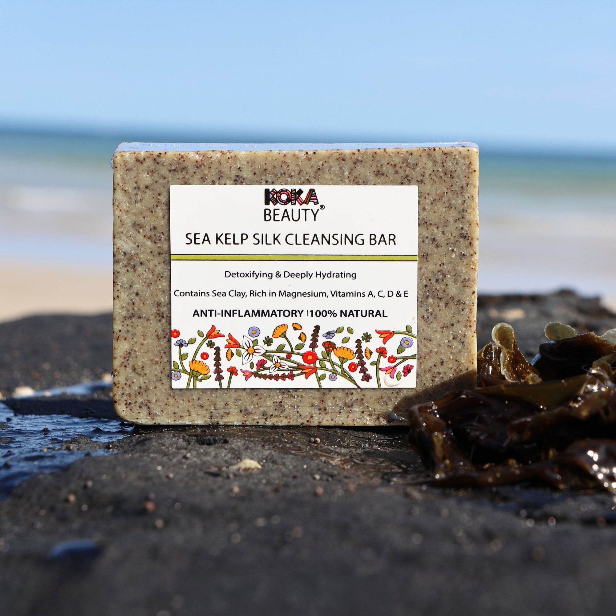 Seaweed Soap Made With Glacial Green Clay, Silk & Crushed Seaweed - Koka Beauty