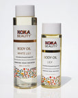 White Lily Silk Bath Bomb, Gua Sha and Body Oil Set - Koka Beauty