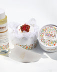 White Lily Silk Bath Bomb, Gua Sha and Body Oil Set - Koka Beauty