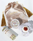 White Lily Silk Bath Bomb, Gua Sha and Body Oil Set - Koka Beauty