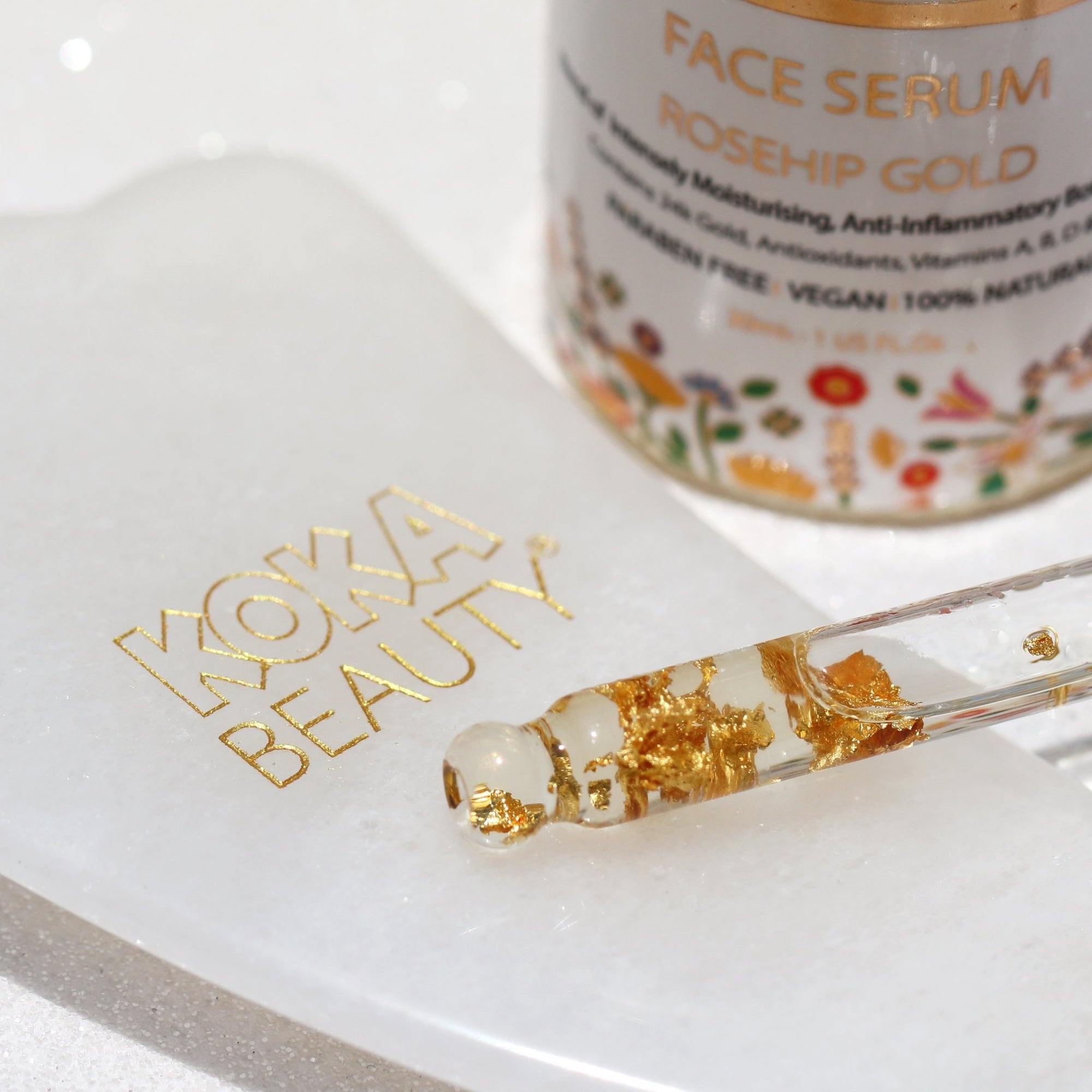 Face Serum - Made with Rosehip Oil and 24k Gold Flakes - Koka Beauty
