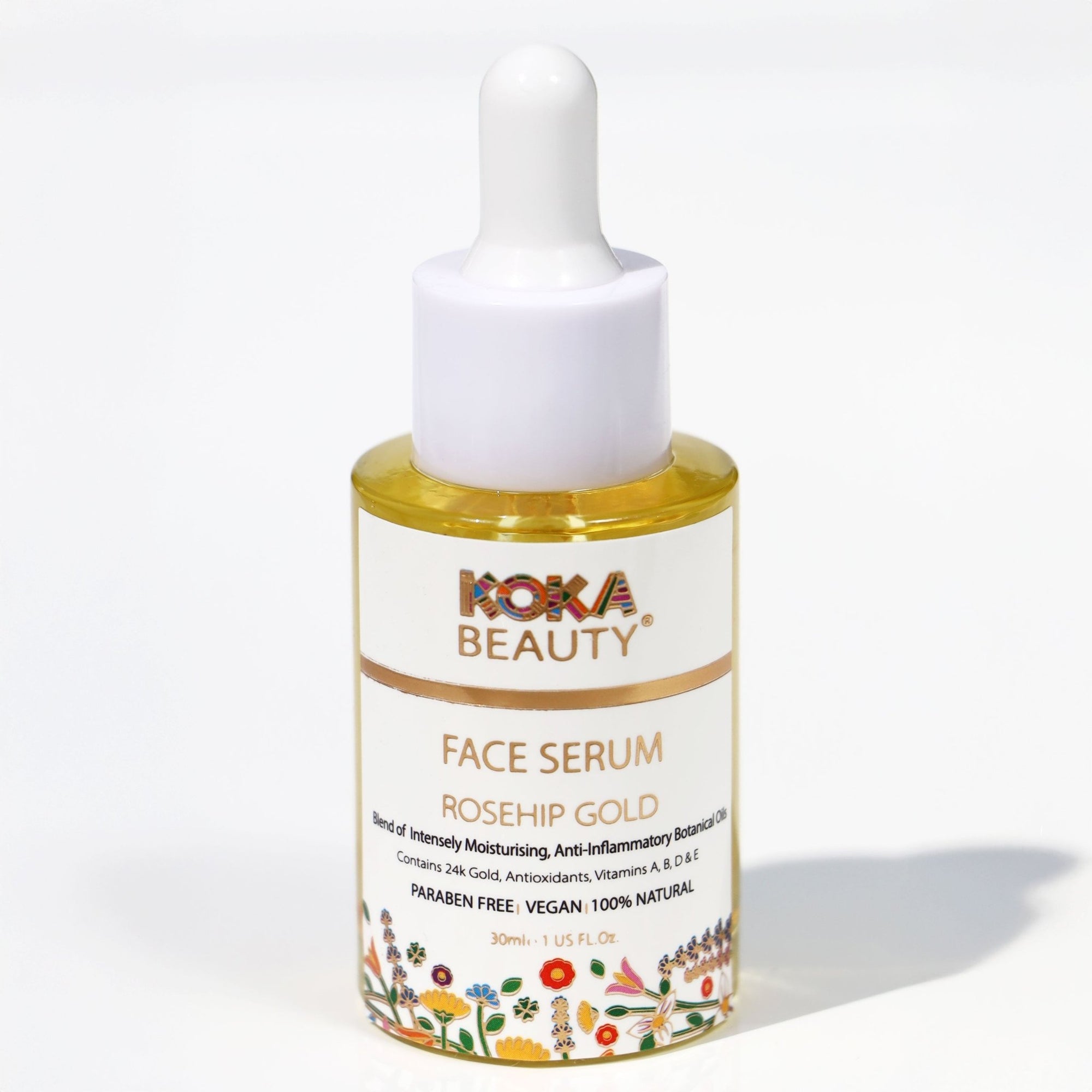 Face Serum - Made with Rosehip Oil and 24k Gold Flakes - Koka Beauty