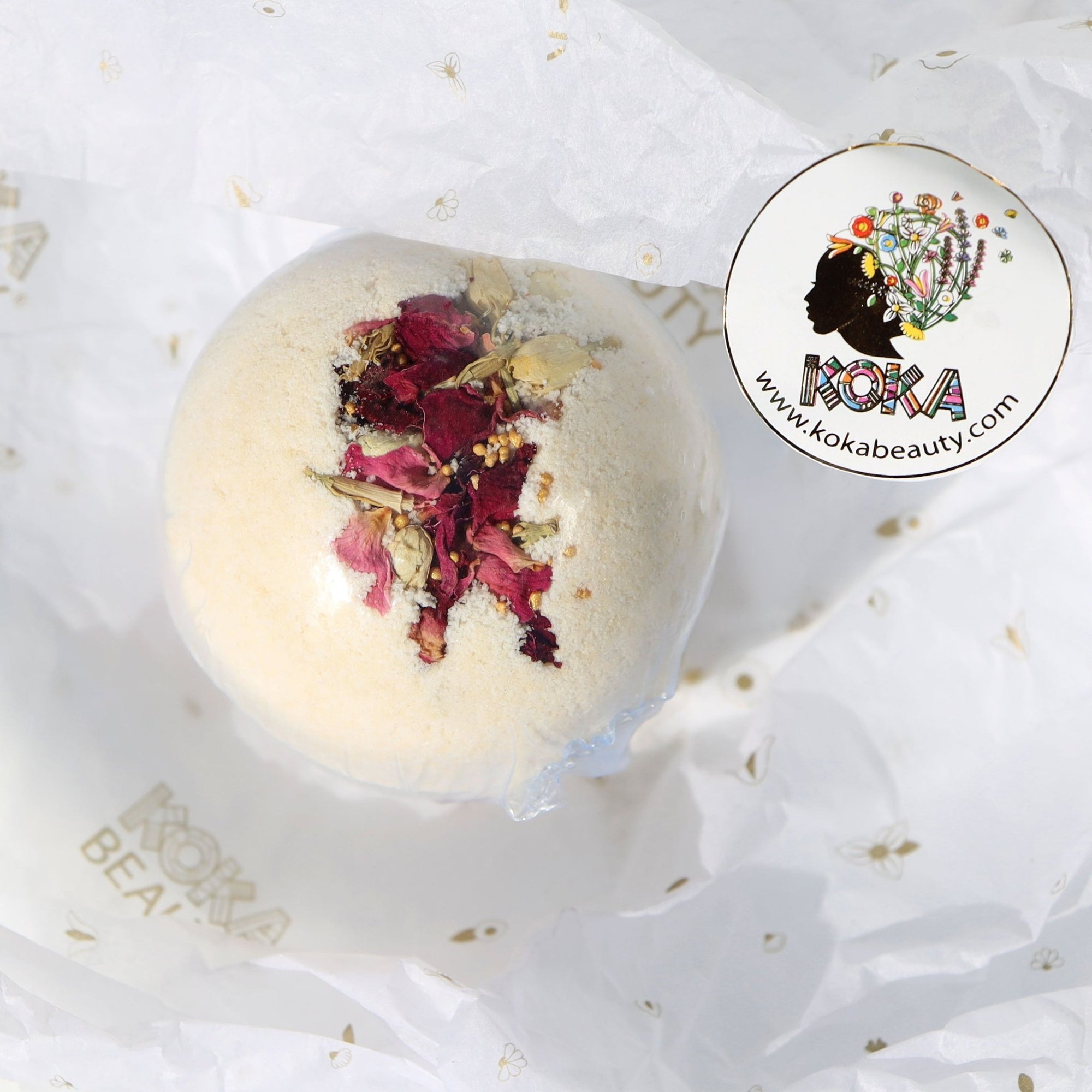 Jasmine Rose Silk Bath Bomb &amp; Soap | Handmade with Jasmine &amp; Rose Petals - Koka Beauty