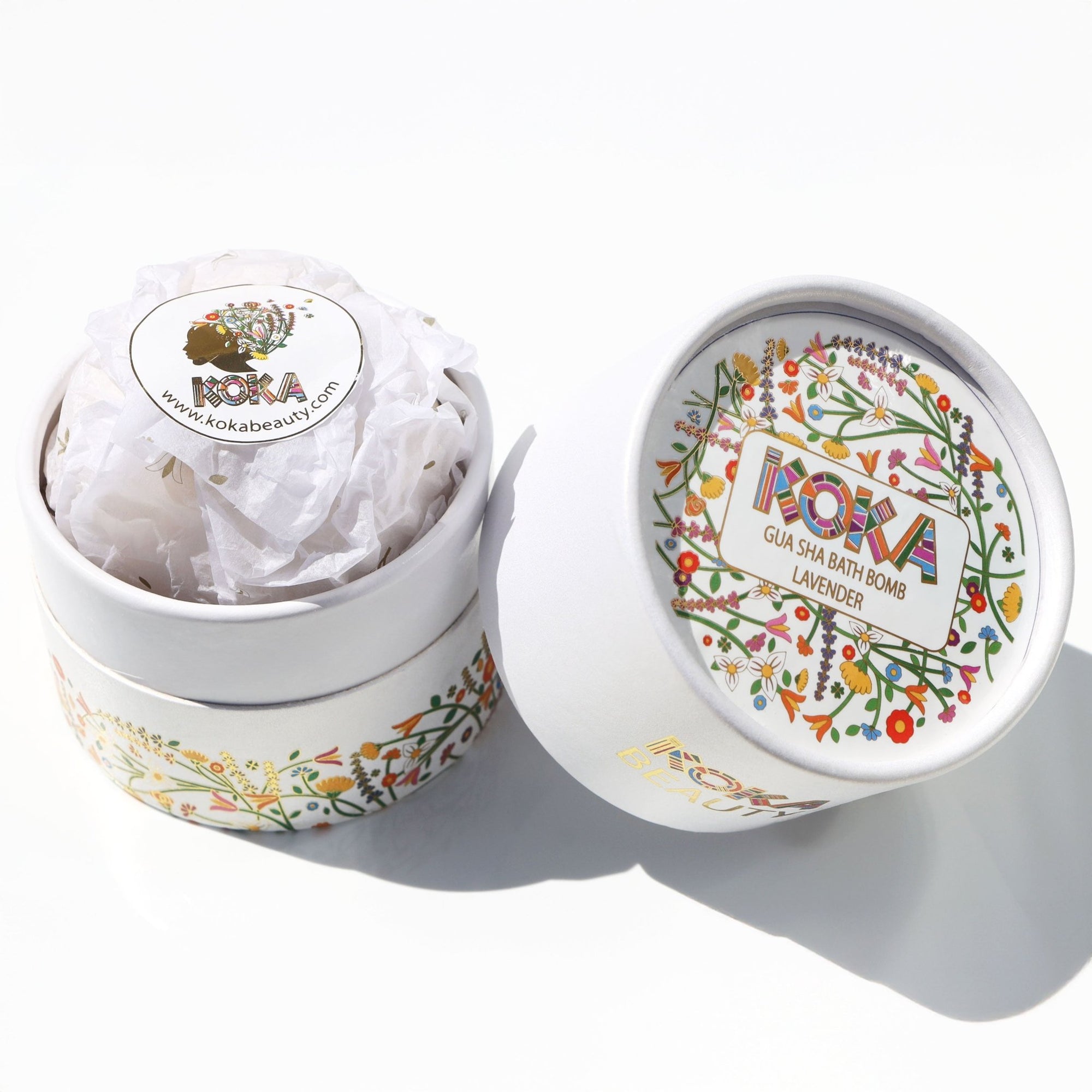 Lavender Silk Bath Bomb, Gua Sha and Body Oil Set - Koka Beauty