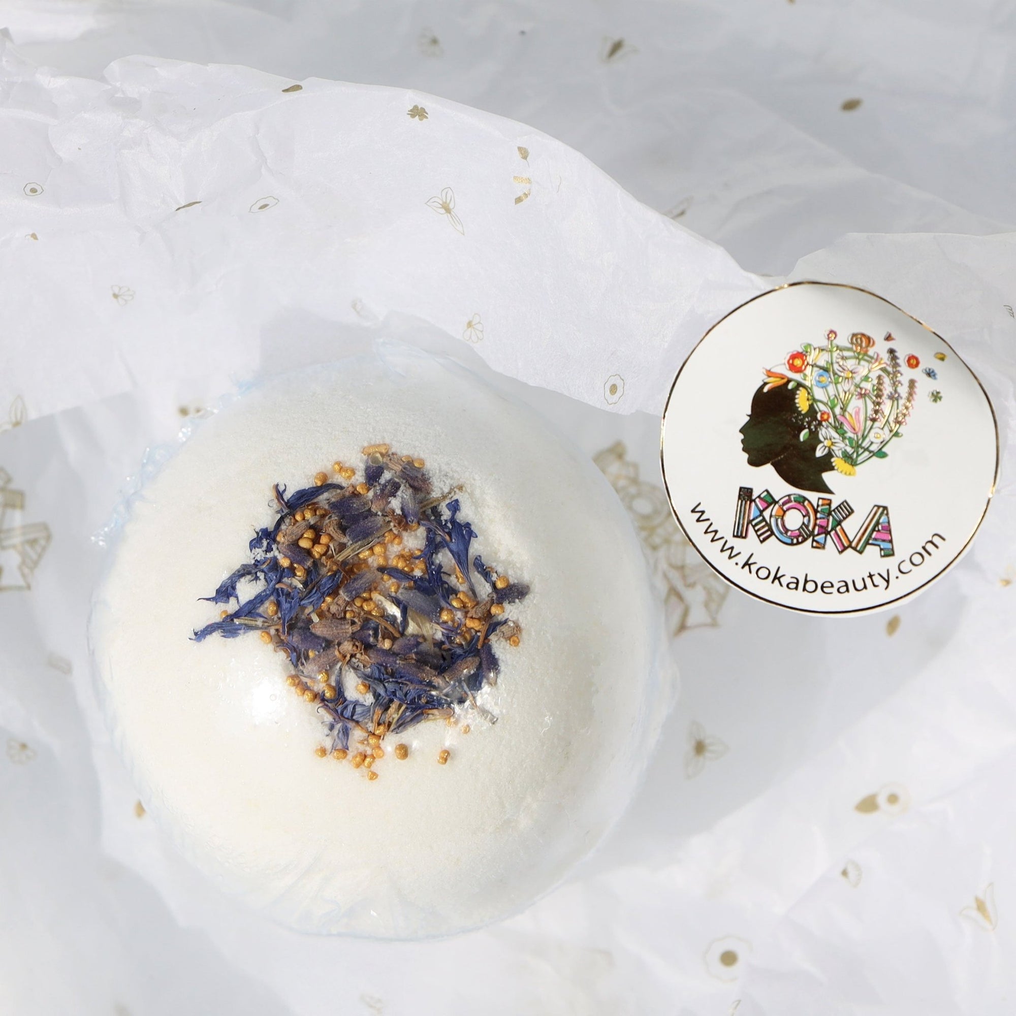 Lavender Silk Bath Bomb | Handmade with Cornflower Petals &amp; Organic Lavender Flowers - Koka Beauty