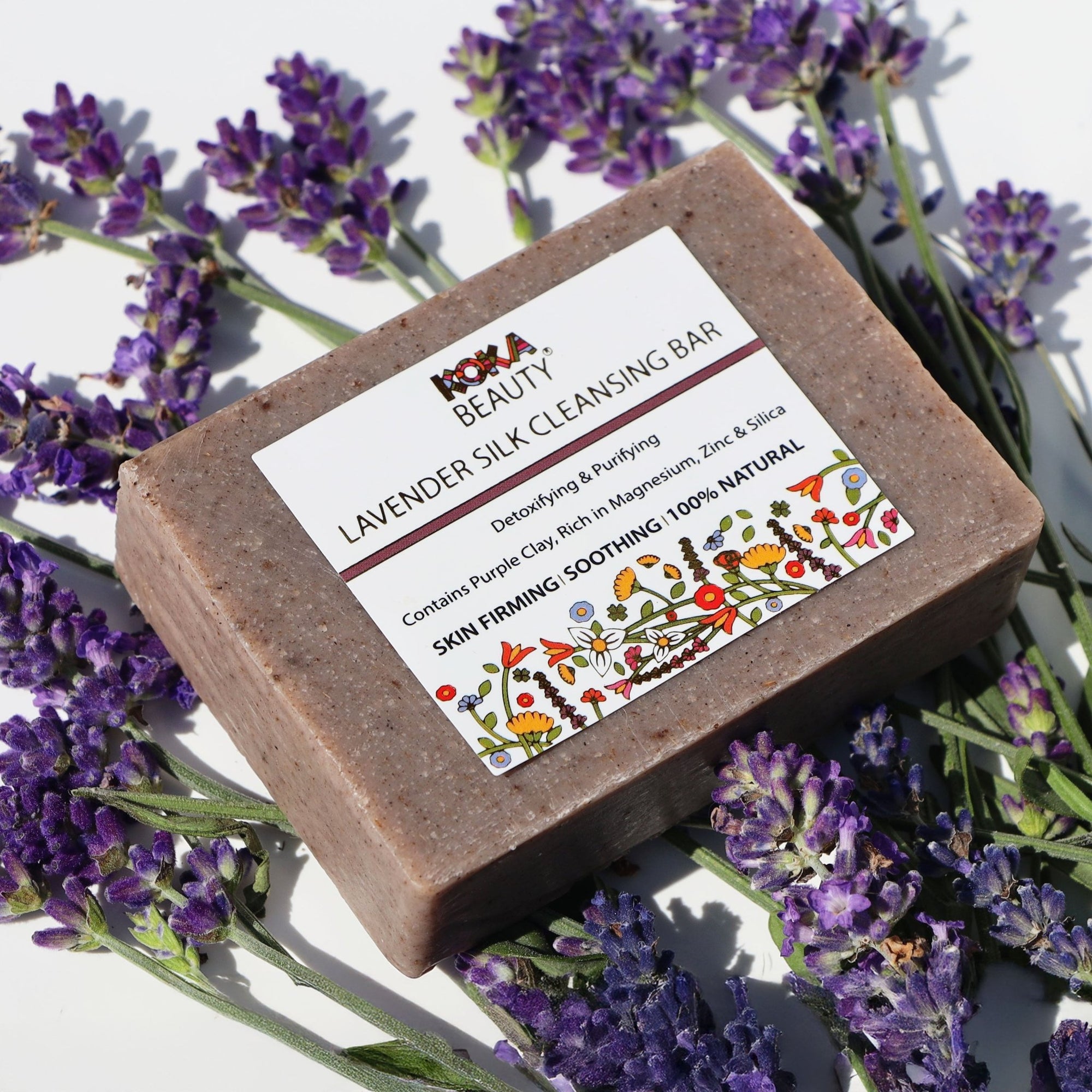 Lavender Soap Made With Brazilian Purple Clay, Silk &amp; Crushed Lavender Petals - Koka Beauty
