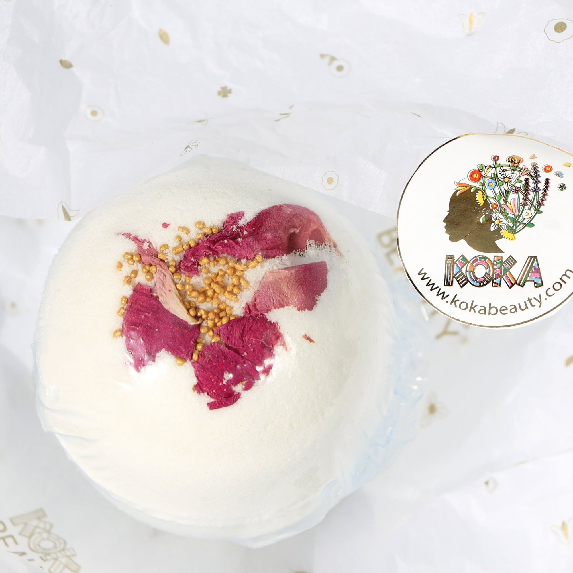 Pink Peony Silk Bath Bomb | Handmade with Peony Petals - Koka Beauty