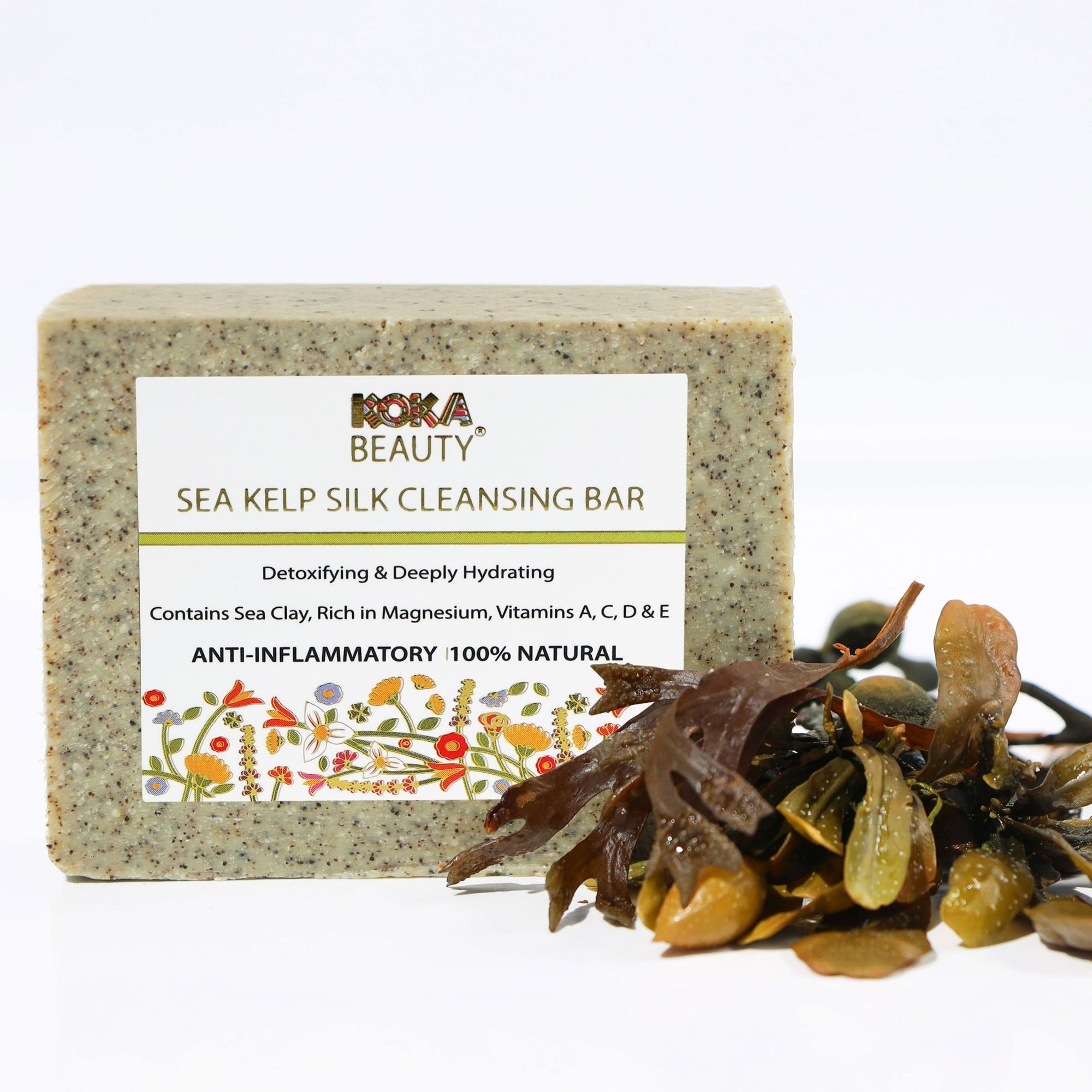 Seaweed Soap Made With Glacial Green Clay, Silk &amp; Crushed Seaweed - Koka Beauty