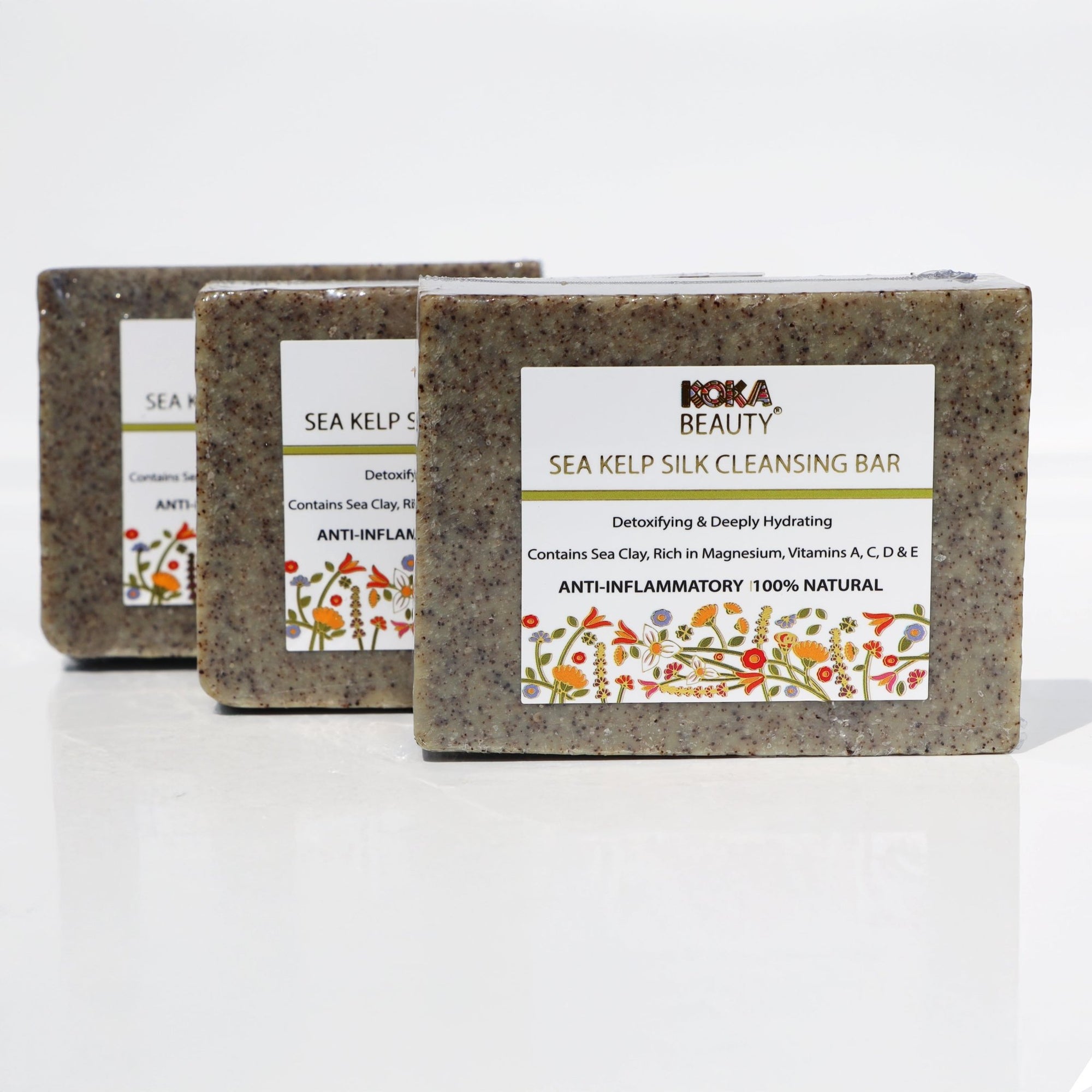 Seaweed Soap Made With Glacial Green Clay, Silk & Crushed Seaweed - Koka Beauty